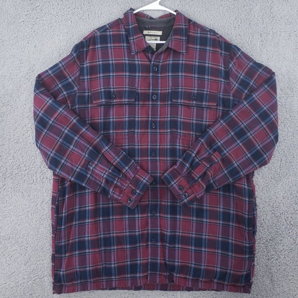 🚫SOLD🚫L.L. Bean Fleece-Lined Flannel Shirt Men's XLT Tall Traditional Fit Blue